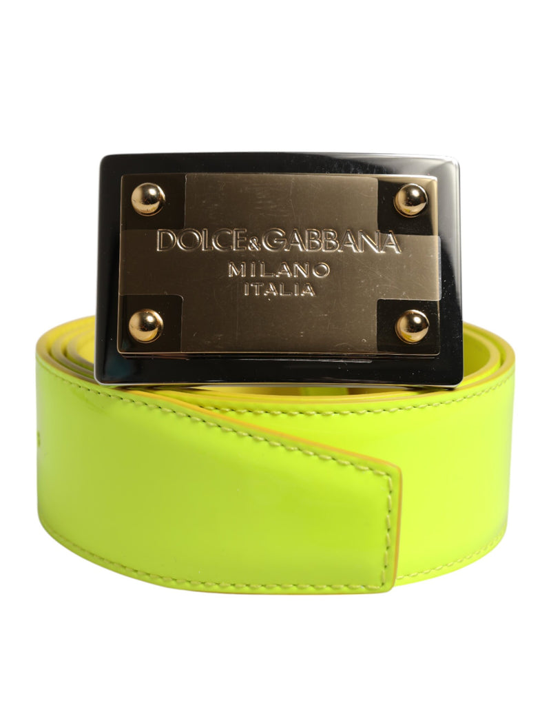 Ceinture jaune-vert à boucle classique avec logo en métal Dolce & Gabbana