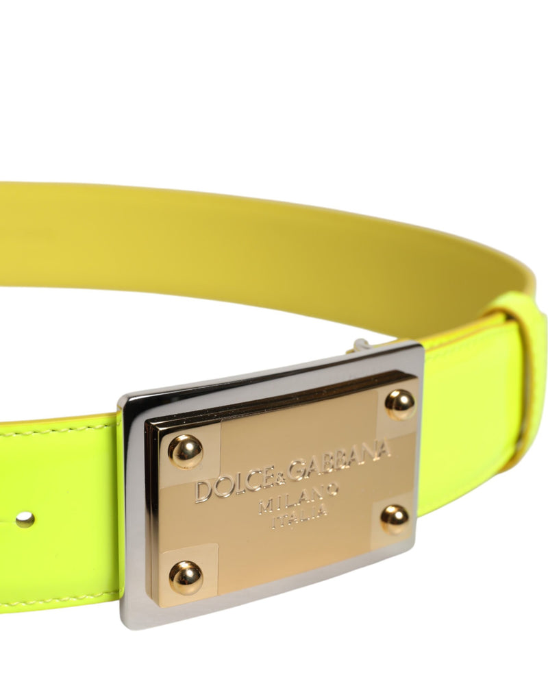 Ceinture jaune-vert à boucle classique avec logo en métal Dolce & Gabbana