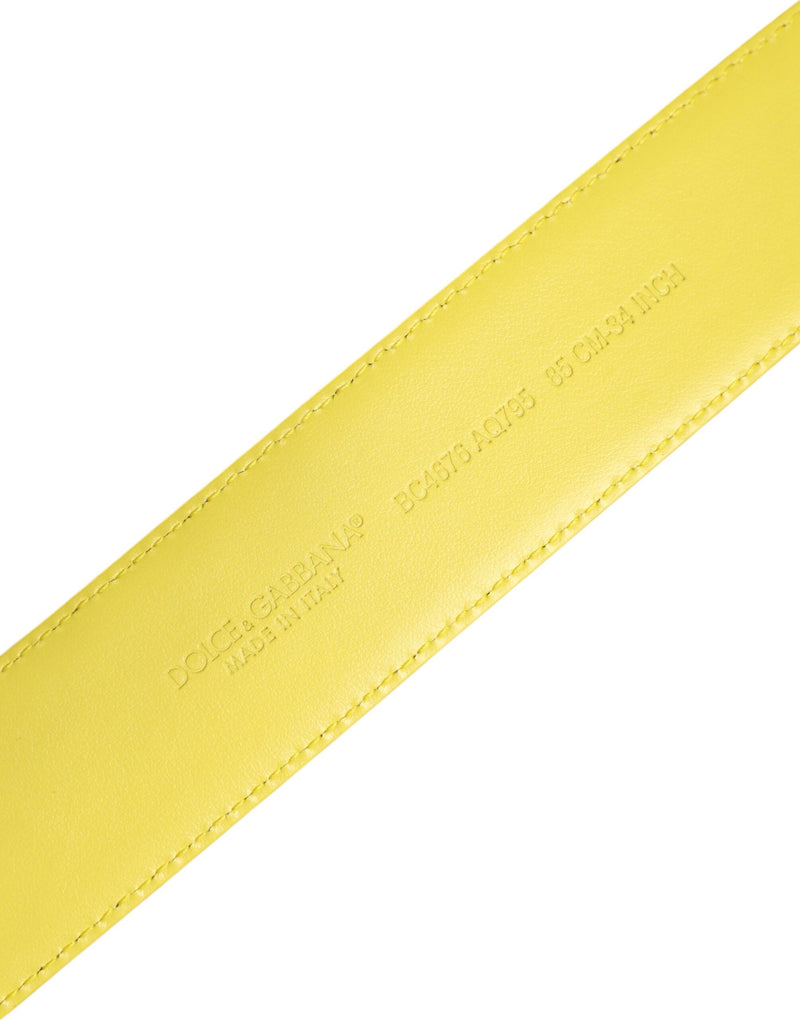 Ceinture jaune-vert à boucle classique avec logo en métal Dolce & Gabbana