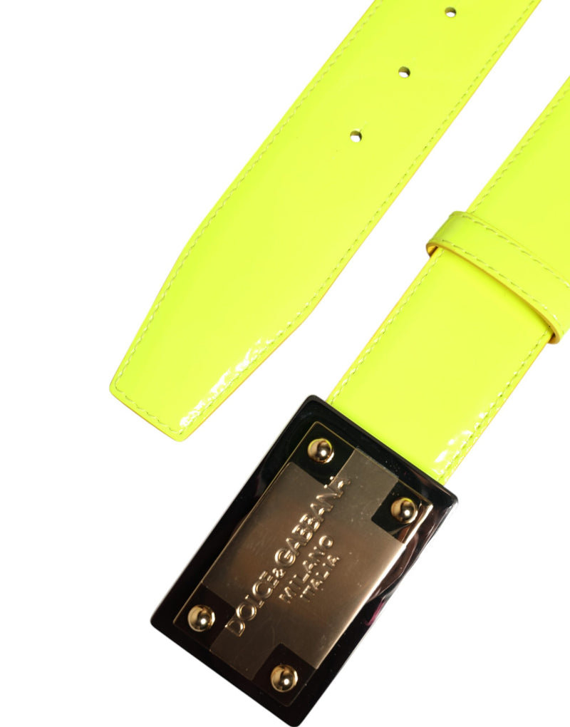 Ceinture jaune-vert à boucle classique avec logo en métal Dolce & Gabbana