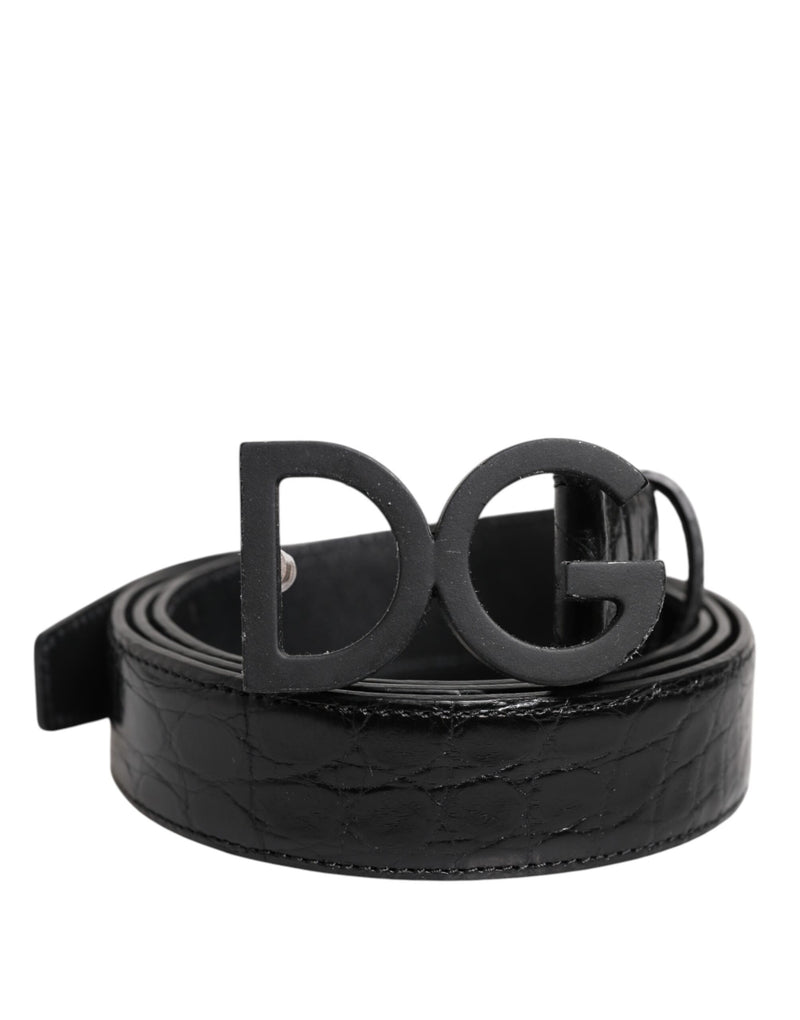 Dolce & Gabbana Cintura classica in pelle nera con fibbia in metallo DG