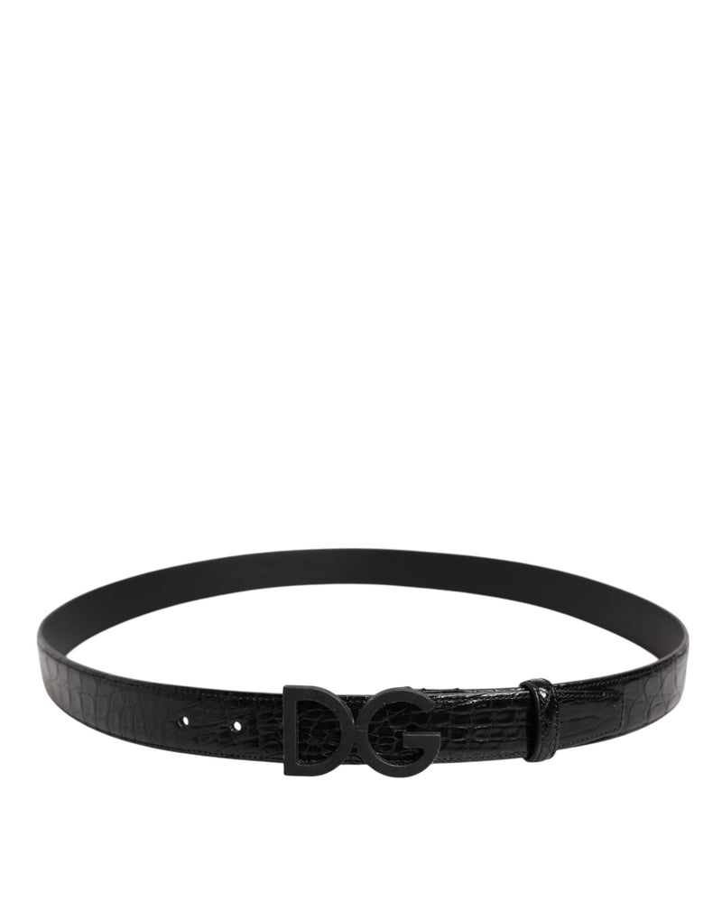Dolce & Gabbana Cintura classica in pelle nera con fibbia in metallo DG