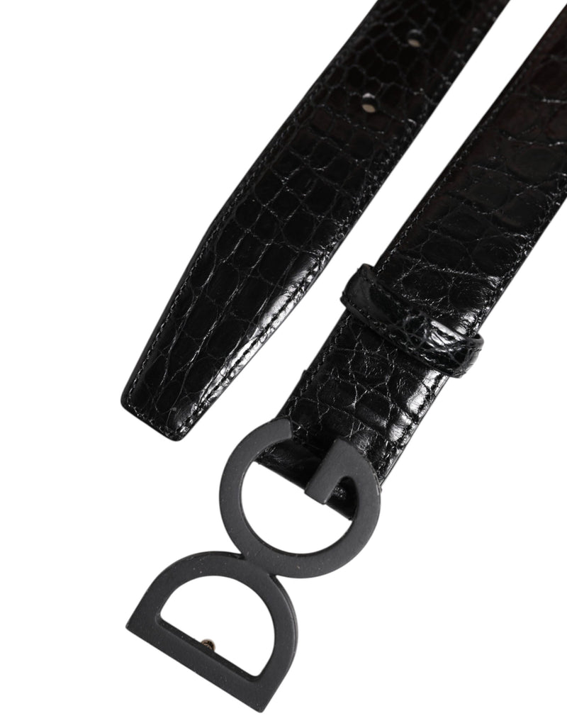 Dolce & Gabbana Cintura classica in pelle nera con fibbia in metallo DG