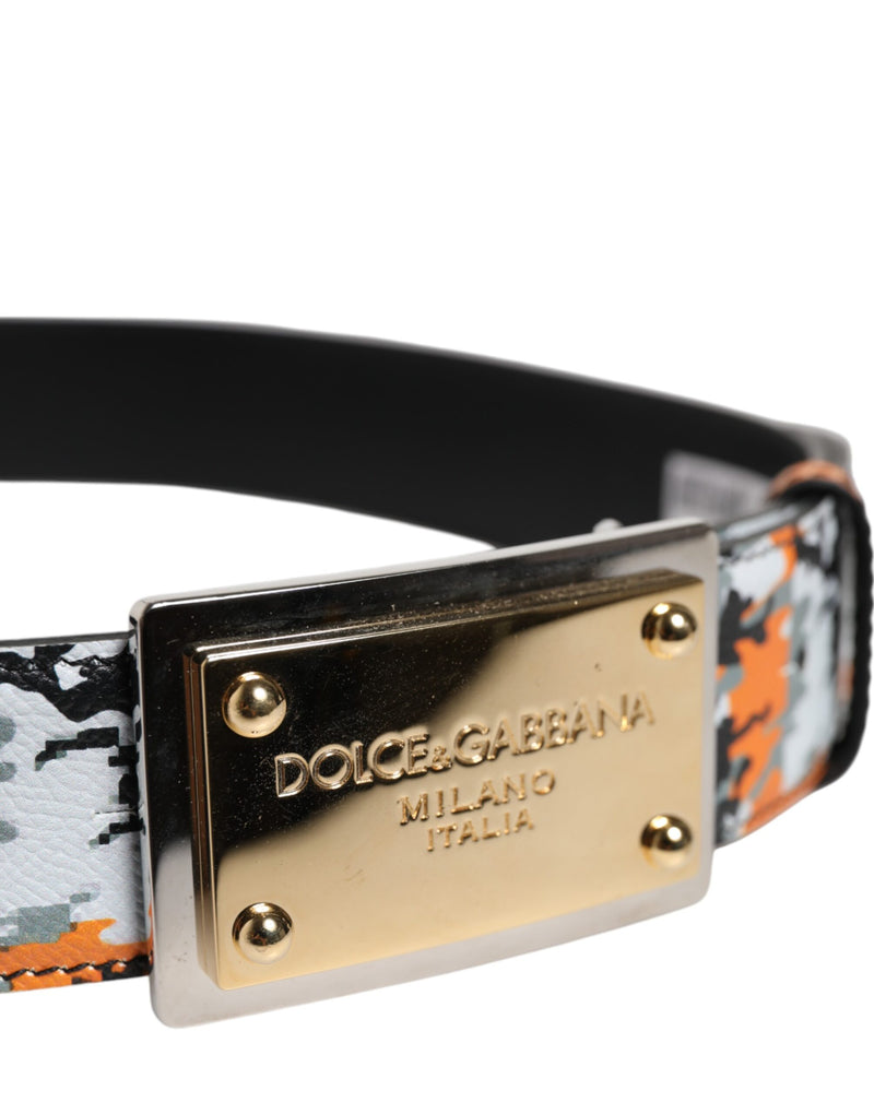 Cinto Dolce & Gabbana com fivela de metal com logo, camuflagem multicolorida