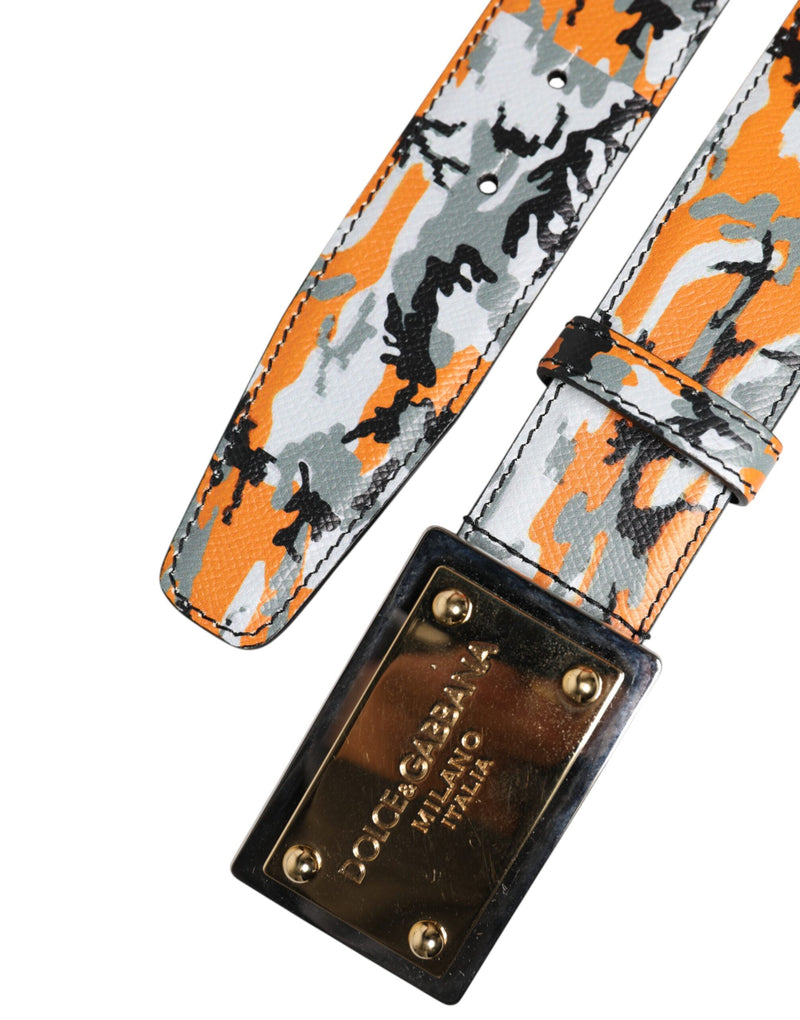 Cinto Dolce & Gabbana com fivela de metal com logo, camuflagem multicolorida