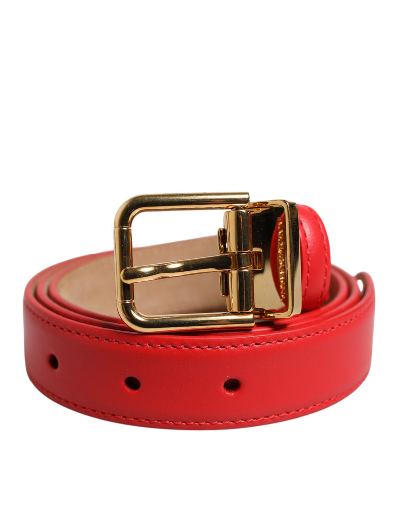 Dolce & Gabbana Cintura in pelle rossa con fibbia in metallo dorato