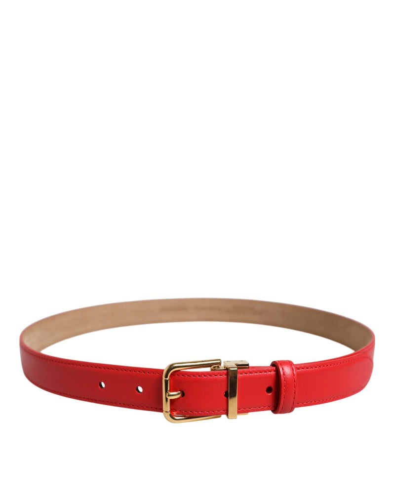 Dolce & Gabbana Cintura in pelle rossa con fibbia in metallo dorato