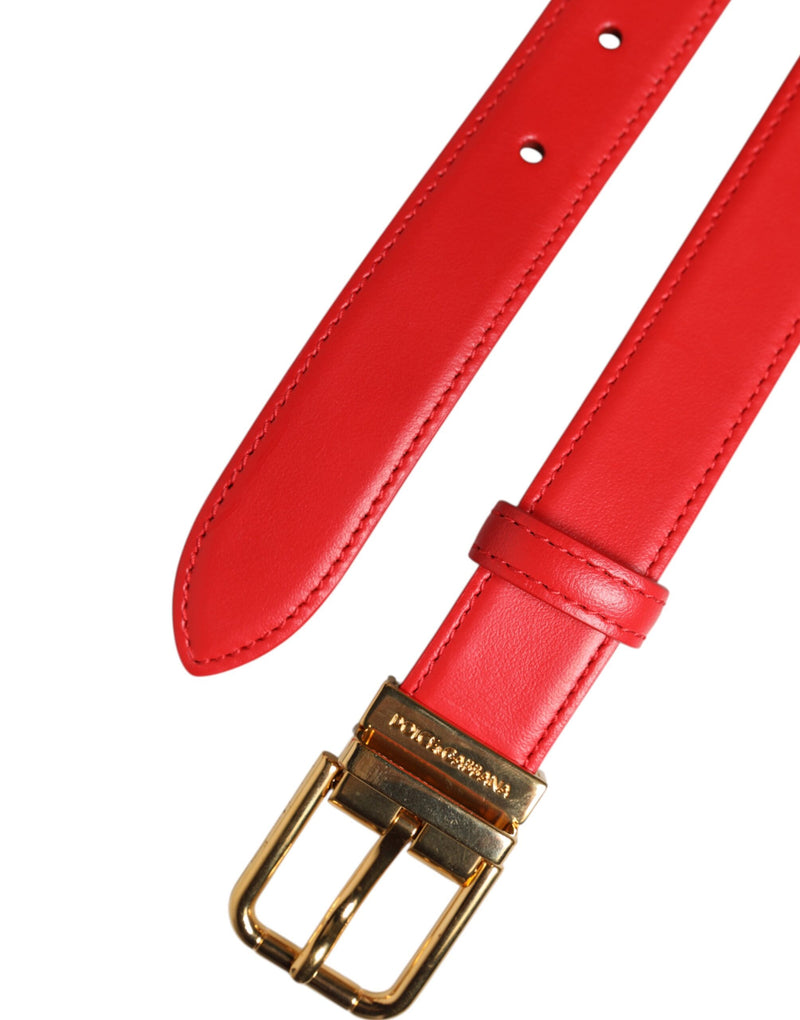 Dolce & Gabbana Cintura in pelle rossa con fibbia in metallo dorato
