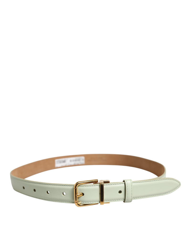 Dolce & Gabbana Cintura in pelle verde chiaro con fibbia in metallo dorato
