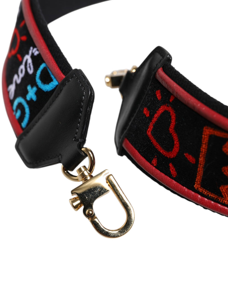 Acessório Dolce & Gabbana de algodão preto estampado, alça de ombro para bolsa feminina