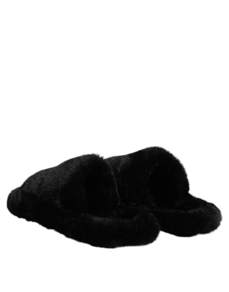 Mules Dolce & Gabbana en velours de polyester noir