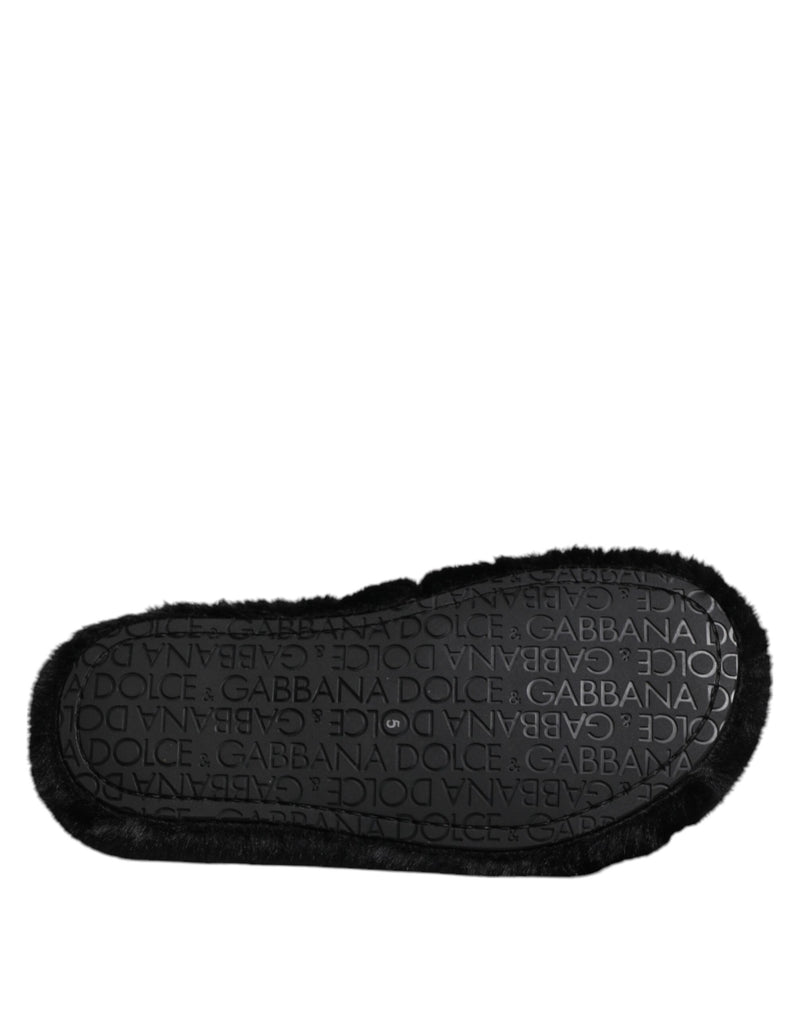 Mules Dolce & Gabbana en velours de polyester noir