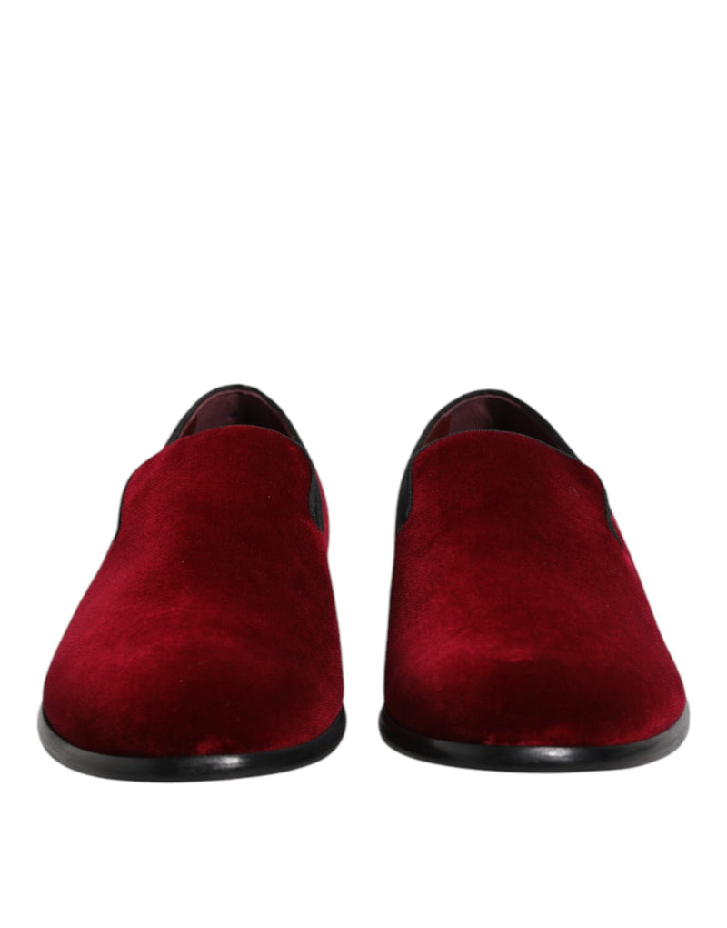 Mocasines formales de terciopelo de algodón rojo sin cordones de Dolce & Gabbana