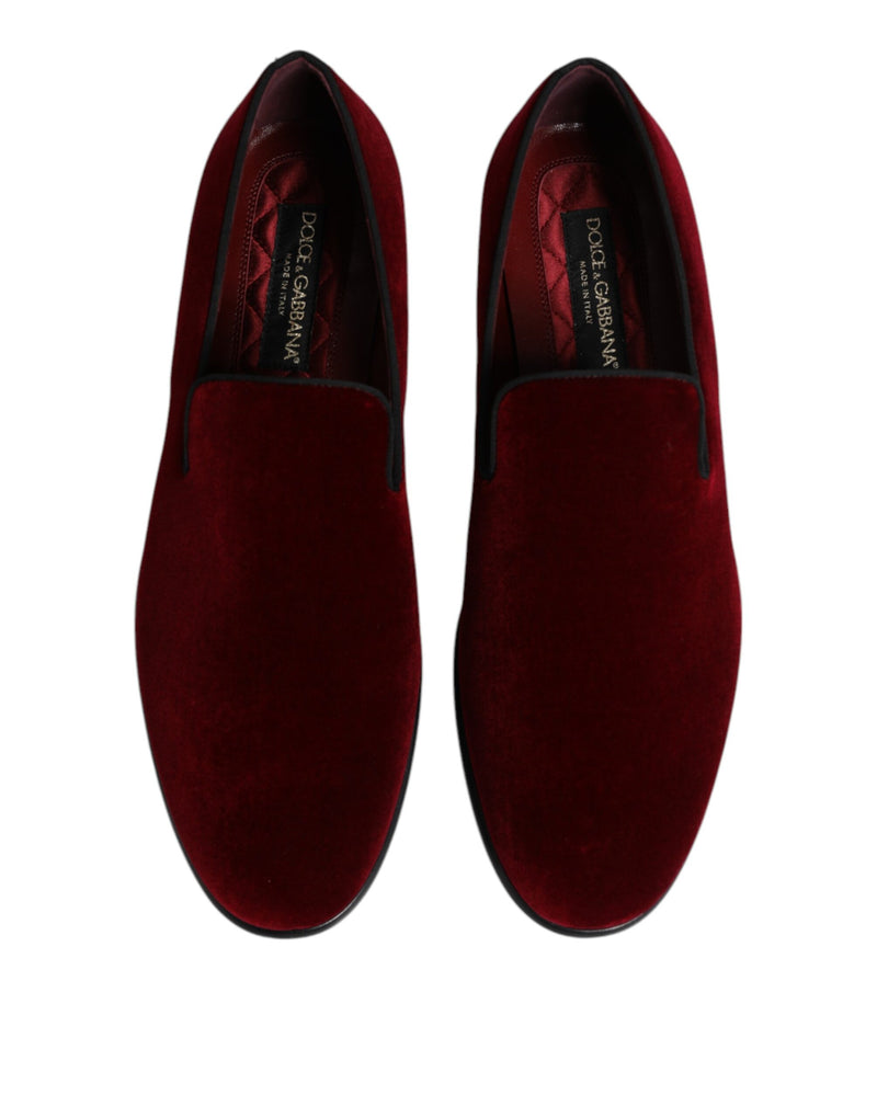 Mocasines formales de terciopelo de algodón rojo sin cordones de Dolce & Gabbana