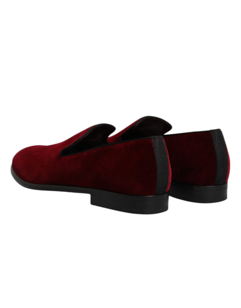 Mocasines formales de terciopelo de algodón rojo sin cordones de Dolce & Gabbana
