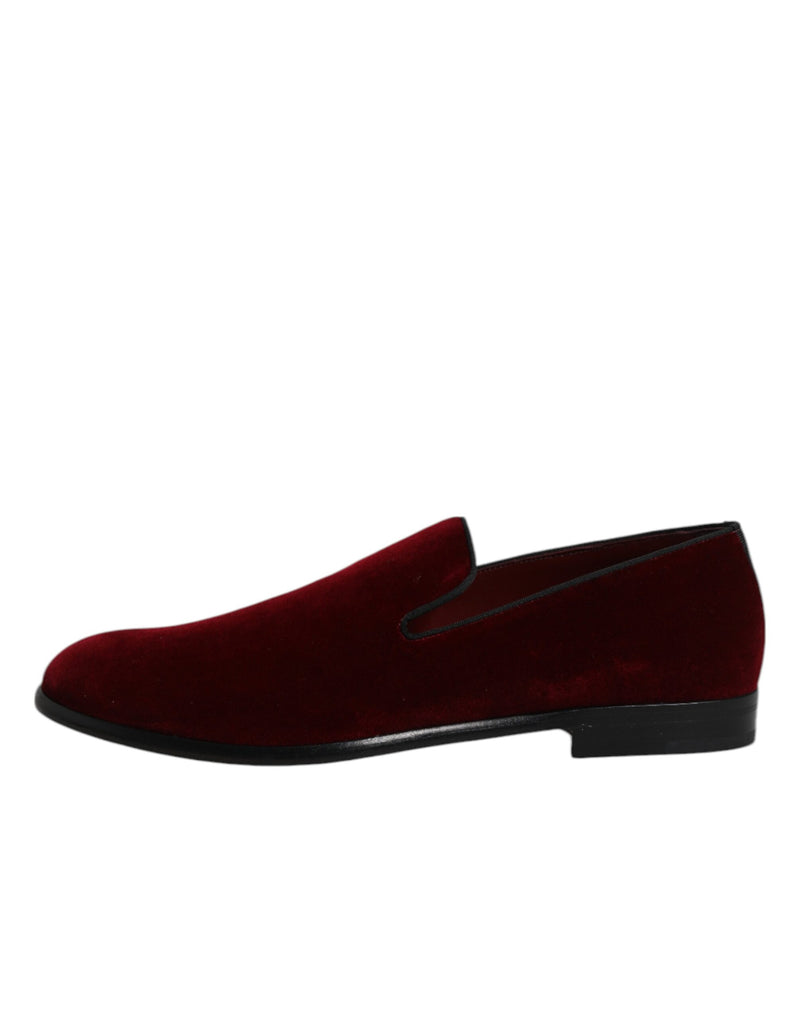 Mocasines formales de terciopelo de algodón rojo sin cordones de Dolce & Gabbana