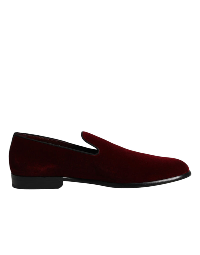 Mocasines formales de terciopelo de algodón rojo sin cordones de Dolce & Gabbana