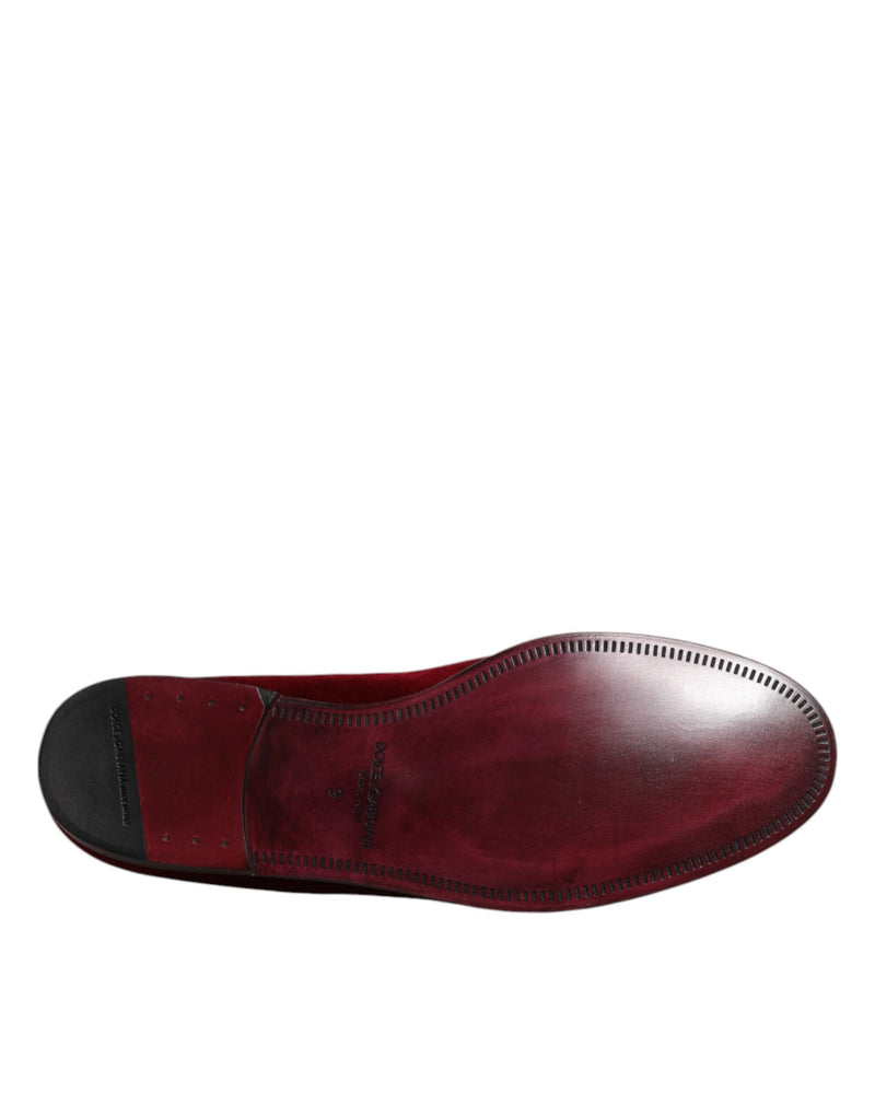 Mocasines formales de terciopelo de algodón rojo sin cordones de Dolce & Gabbana