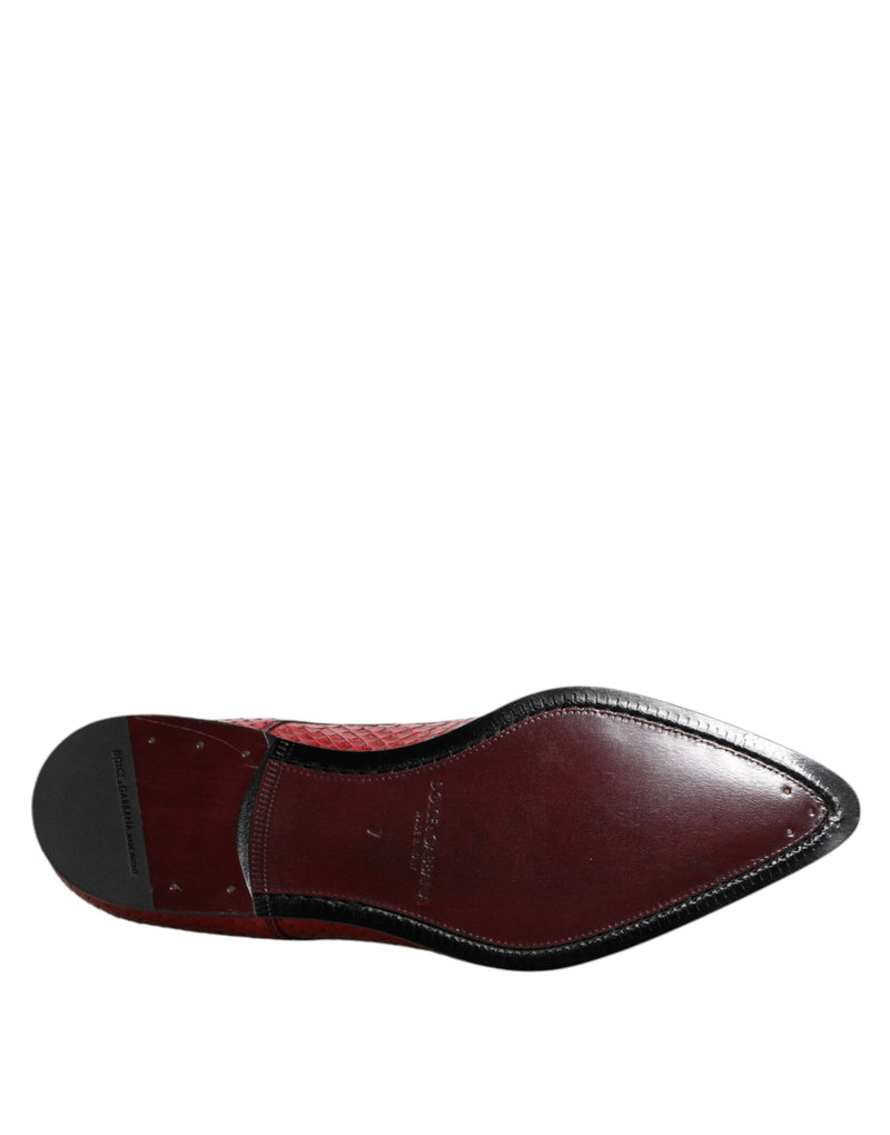 Derbies habillées à lacets pour homme en cuir exotique rouge Dolce & Gabbana