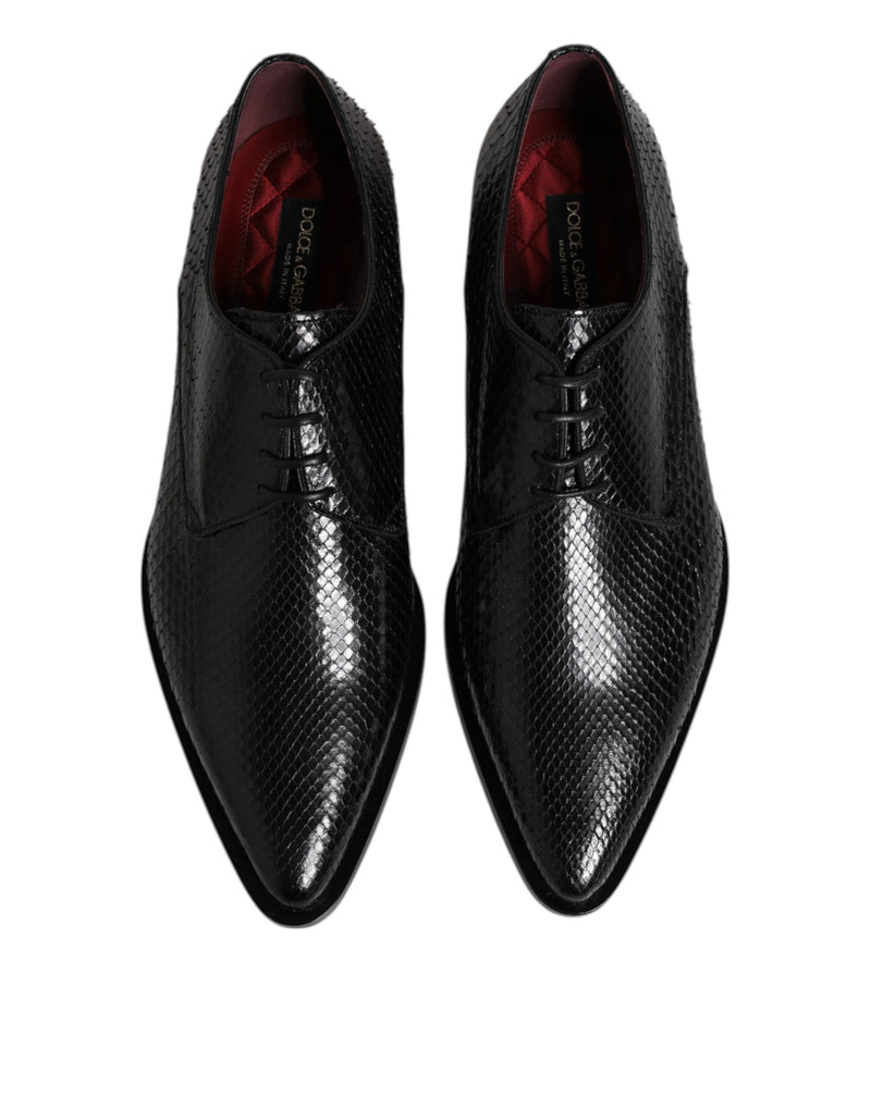 Sapatos Derby sociais masculinos de couro preto com cadarço Dolce & Gabbana