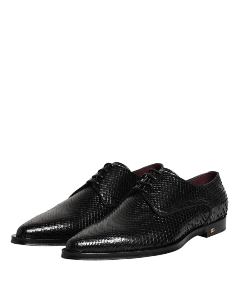 Sapatos Derby sociais masculinos de couro preto com cadarço Dolce & Gabbana