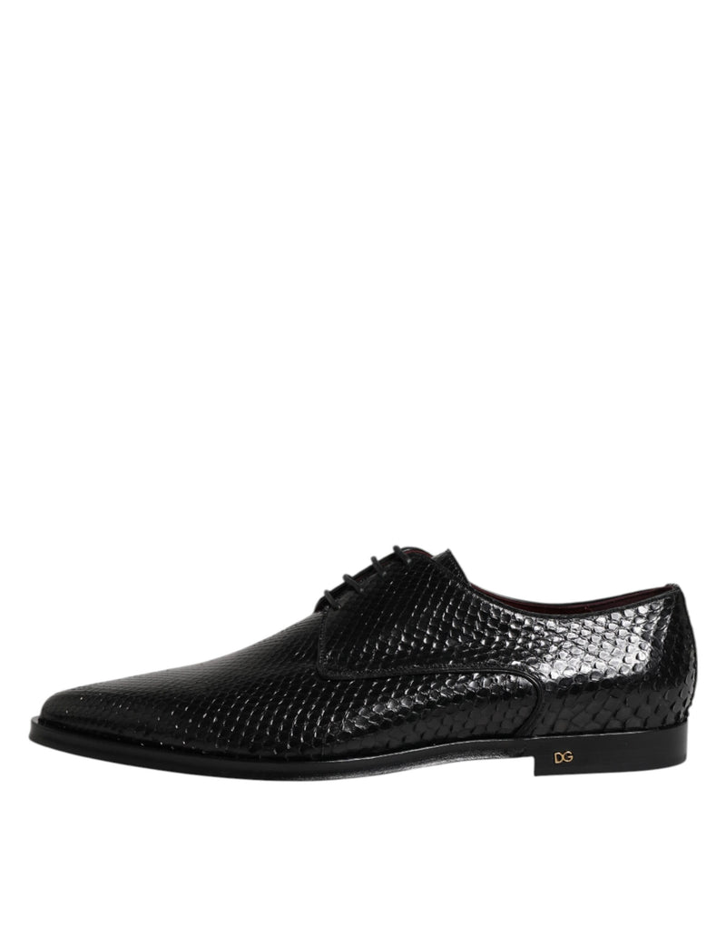 Sapatos Derby sociais masculinos de couro preto com cadarço Dolce & Gabbana