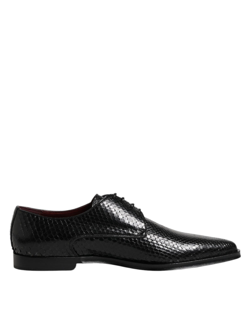 Sapatos Derby sociais masculinos de couro preto com cadarço Dolce & Gabbana