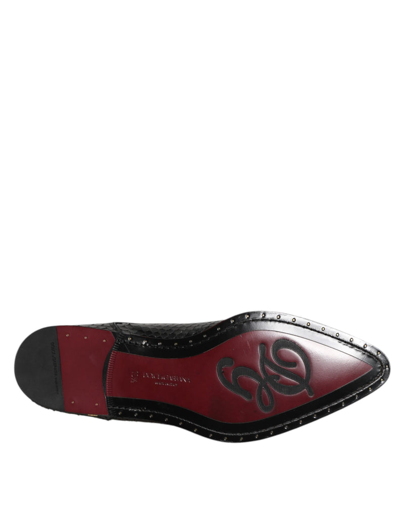 Sapatos Derby sociais masculinos de couro preto com cadarço Dolce & Gabbana