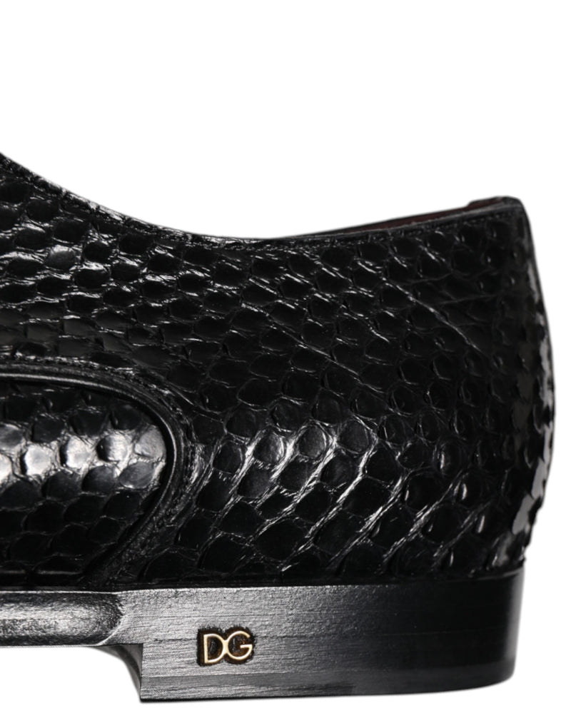 Sapatos Derby sociais masculinos de couro preto com cadarço Dolce & Gabbana
