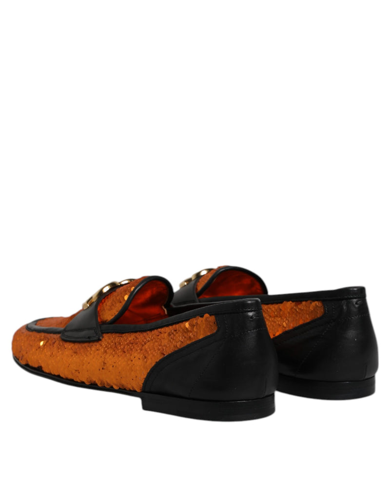 Mocassins pour homme ornés de sequins orange Dolce & Gabbana