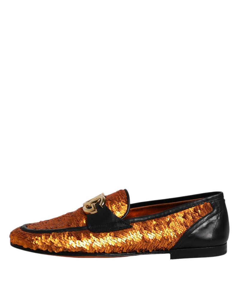 Mocassins pour homme ornés de sequins orange Dolce & Gabbana
