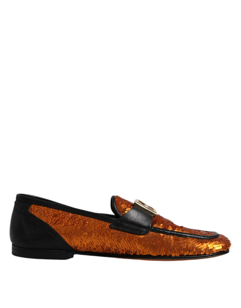 Mocassins pour homme ornés de sequins orange Dolce & Gabbana