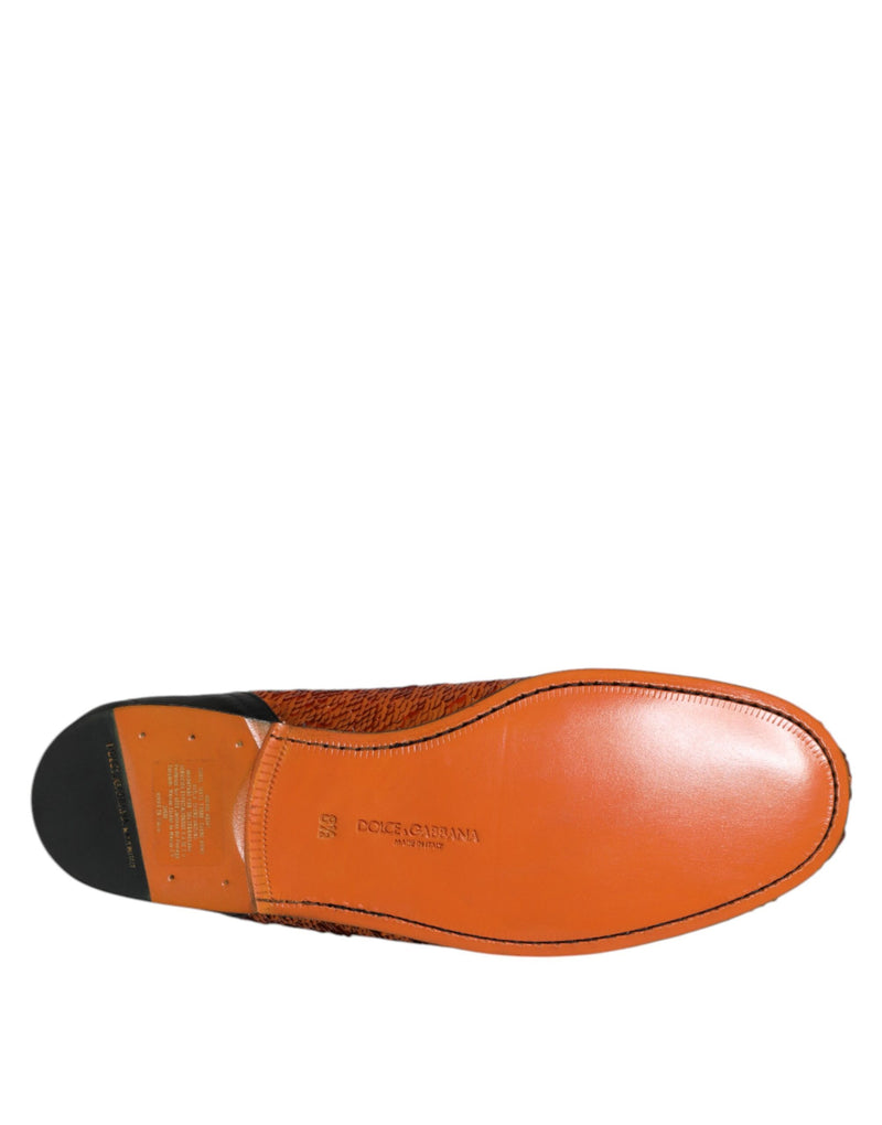 Mocassins pour homme ornés de sequins orange Dolce & Gabbana