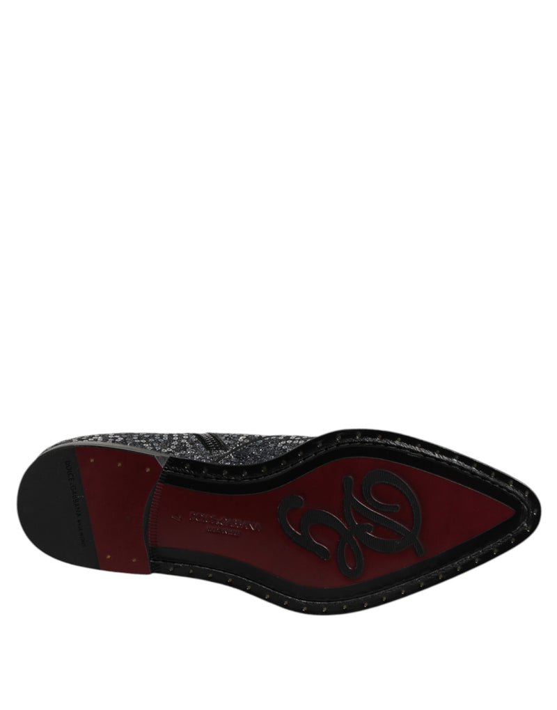 Stivaletti Chelsea in cotone grigio scuro con paillettes Dolce & Gabbana