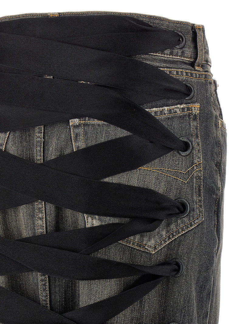 Balenciaga Lace Up Denim Skirt - Cotton Denim - Style 3TSW671441 | URBALENTI ™