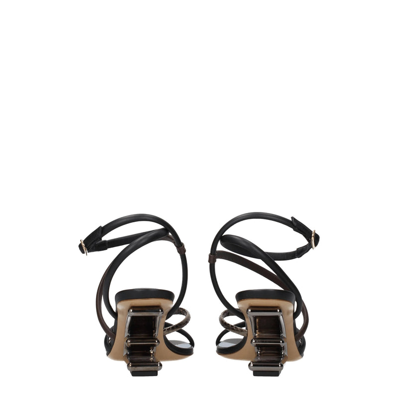 Fendi Multicolor Leather Flat Sandals