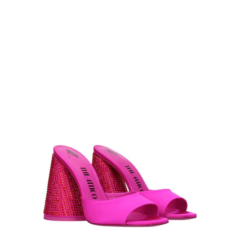 Sandales à plateforme en satin rose The Attico
