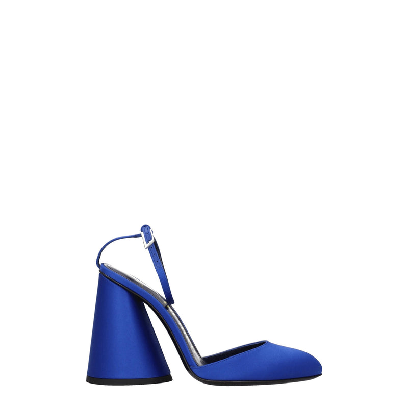 Sandali con plateau in raso blu The Attico