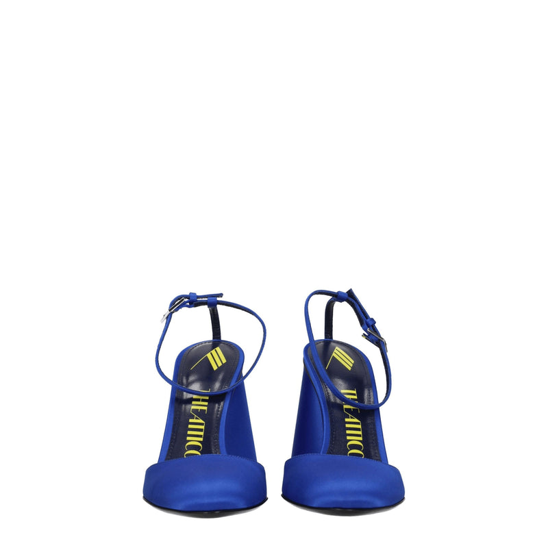 Sandali con plateau in raso blu The Attico