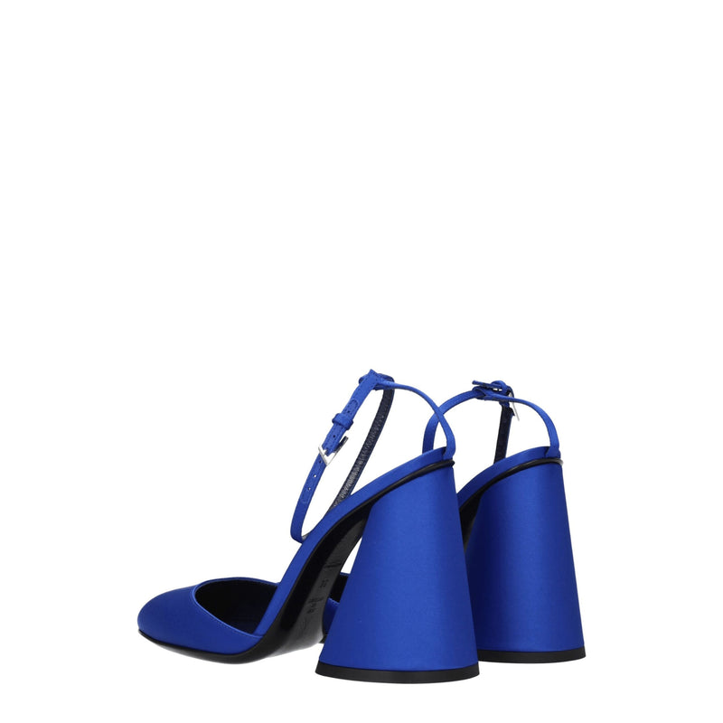 Sandali con plateau in raso blu The Attico
