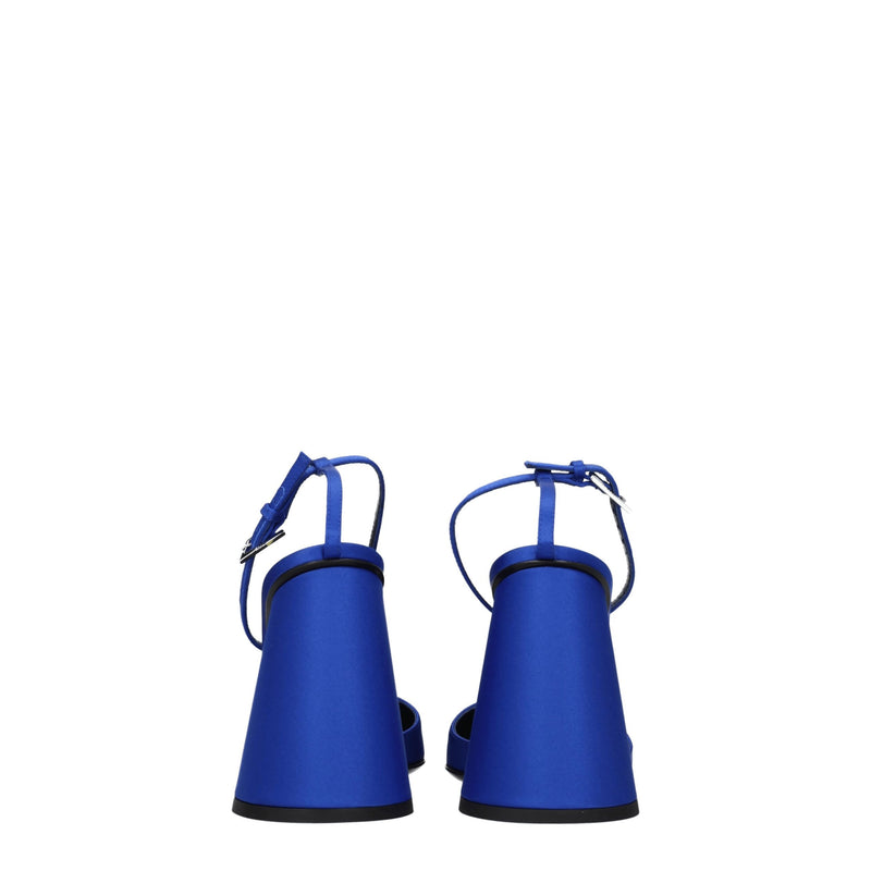 Sandali con plateau in raso blu The Attico