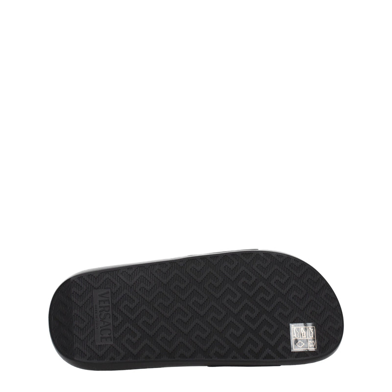 Versace Black Leather Slippers