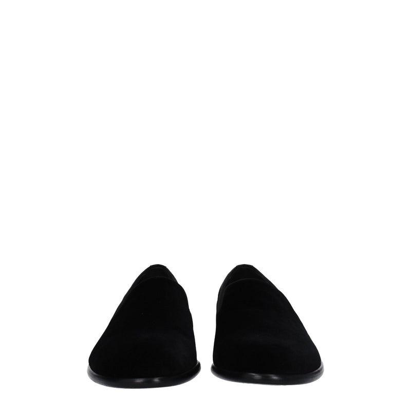 Dolce & Gabbana Black Velvet Slip-On Loafers