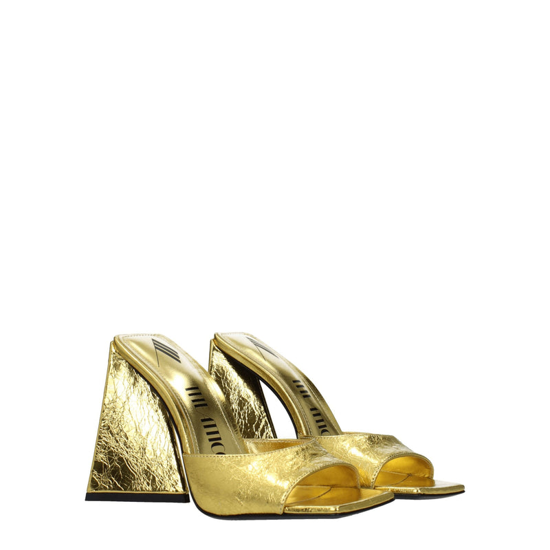 The Attico Gold Leather Platform Sandals