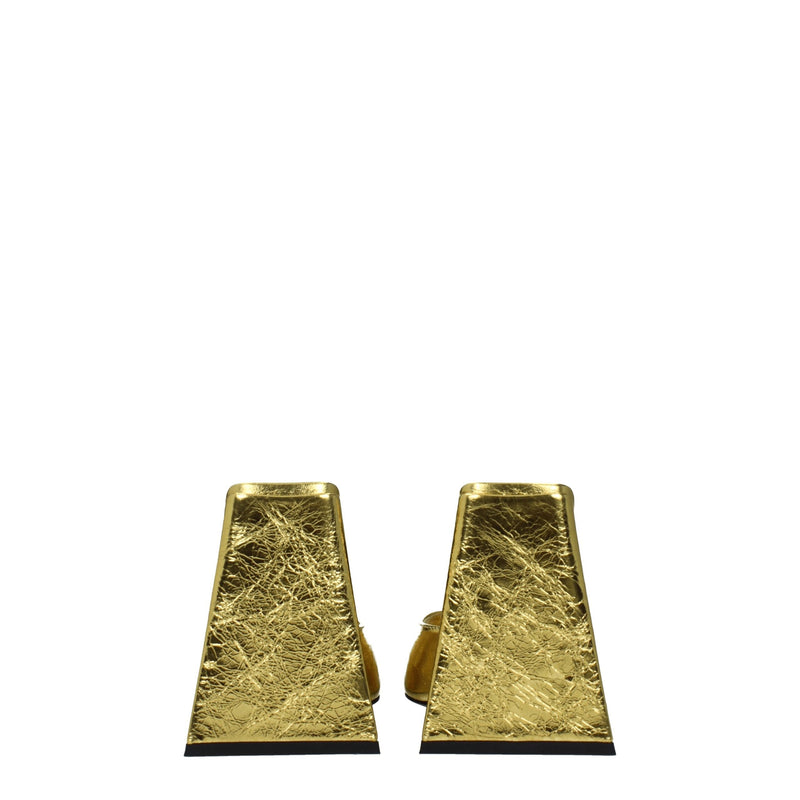 The Attico Gold Leather Platform Sandals