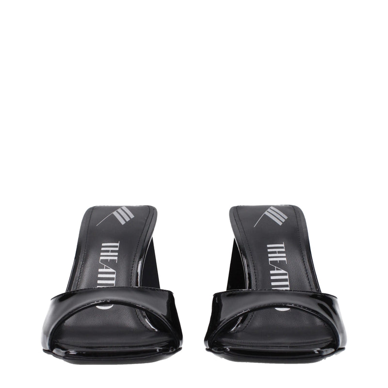 The Attico Black Leather Stiletto Heel Sandals