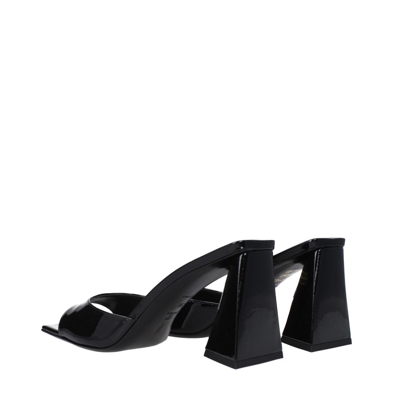 The Attico Black Leather Stiletto Heel Sandals