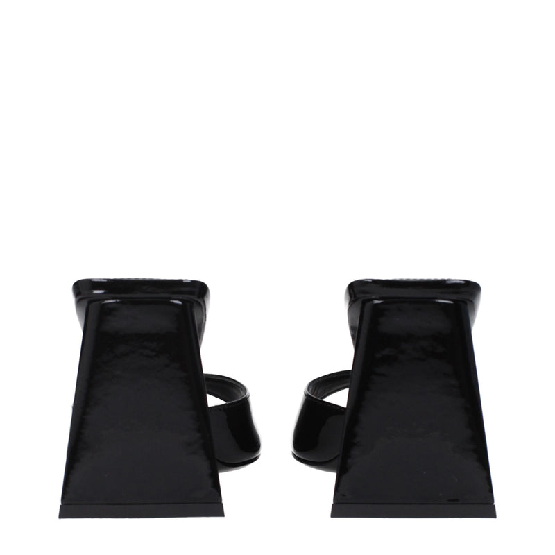 The Attico Black Leather Stiletto Heel Sandals