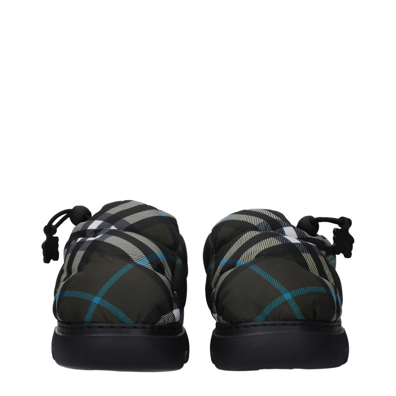 Burberry Green Fabric Slip-On Loafers