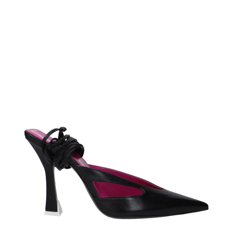 Sandali con tacco a stiletto in pelle nera The Attico